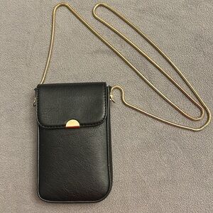 Madison West Black Crossbody Purse with Goldtone Strap